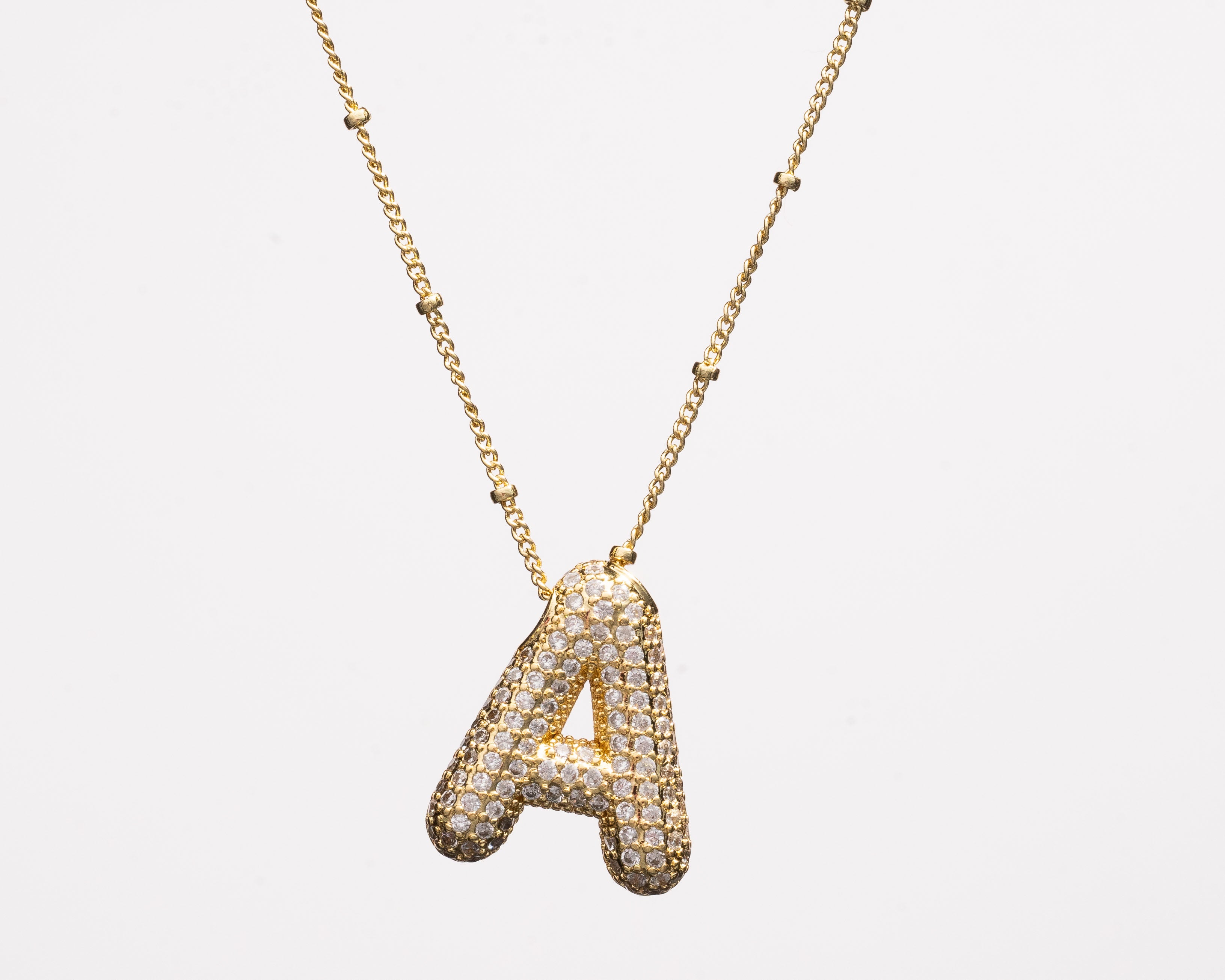 Diamond Bubble Letter Necklace