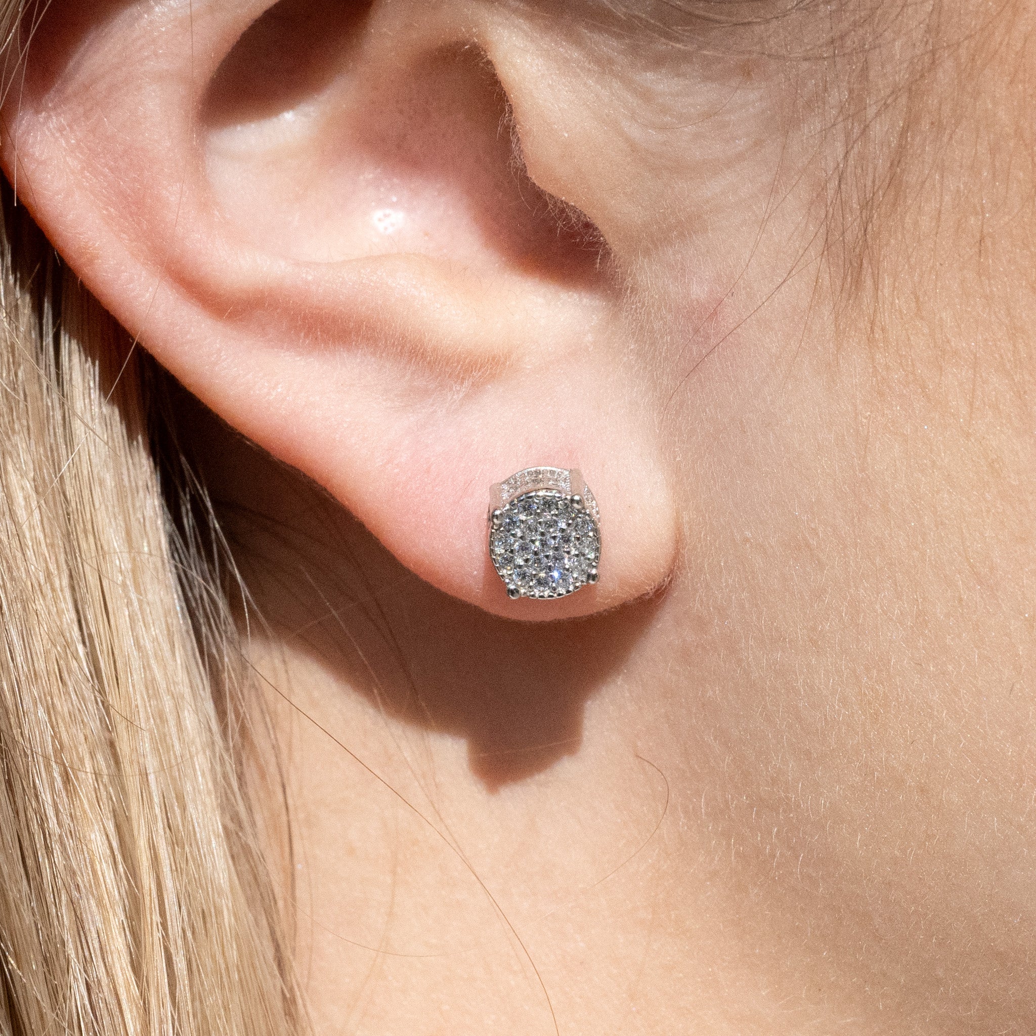 Stone Silver Stud Earrings