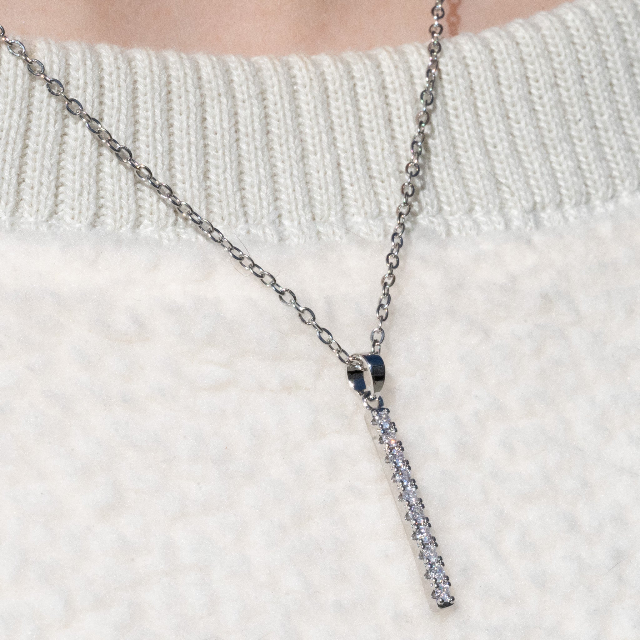 Silver Diamond Pendant Necklace